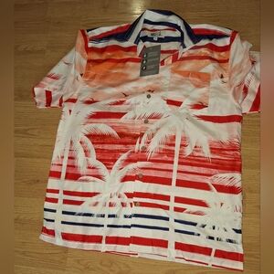 UZZi Tropical Red, White and Blue Men's Amphibious Gear Shirt NWT